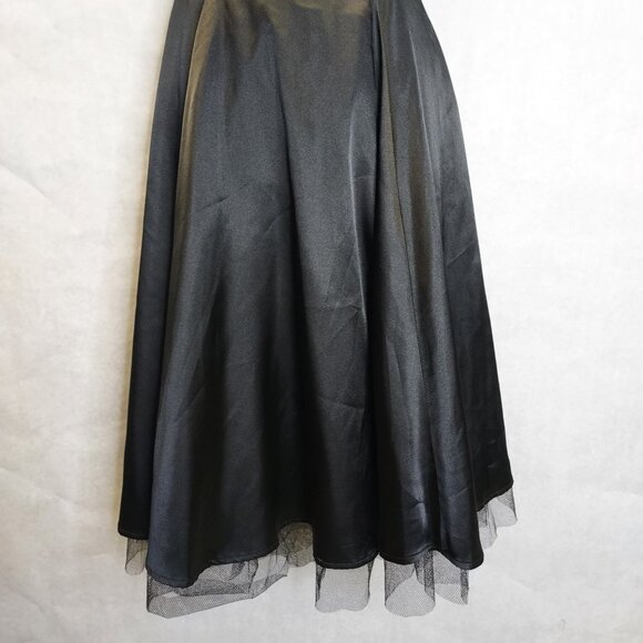 Hearts & Roses London Sweetheart Dress Sz L Pleated Bust Fit & Flare Black Satin - Picture 3 of 15